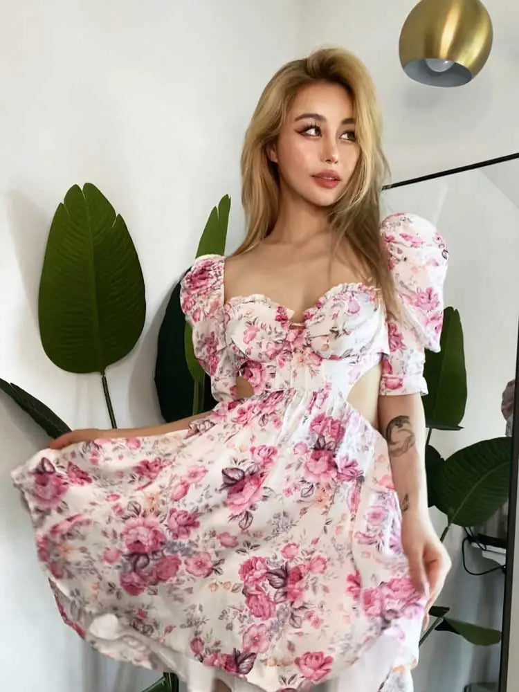 Vestido Mini con Estampado de Flores