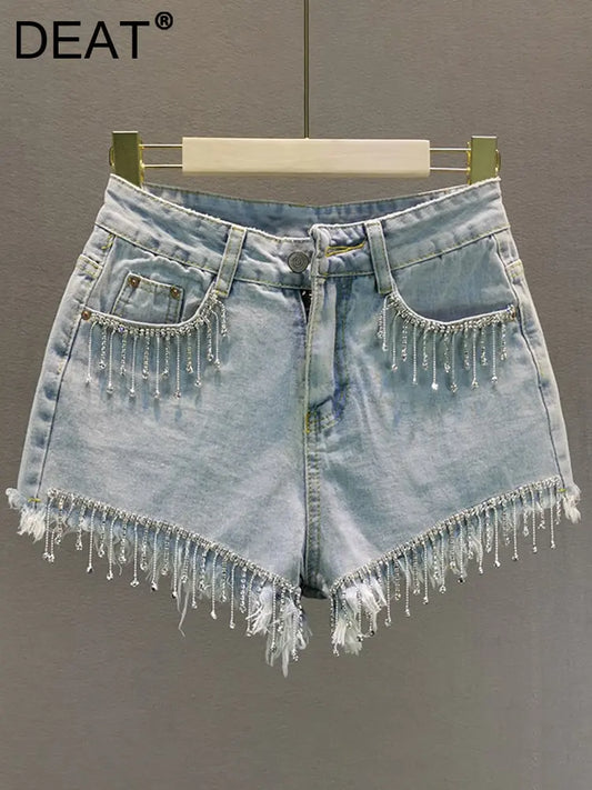 Denim Shorts with Fringe