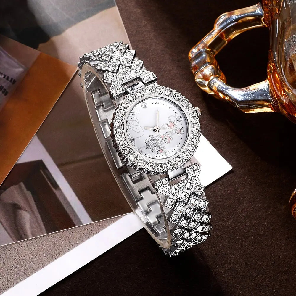 Women's Rhinestone Quartz Watch Set