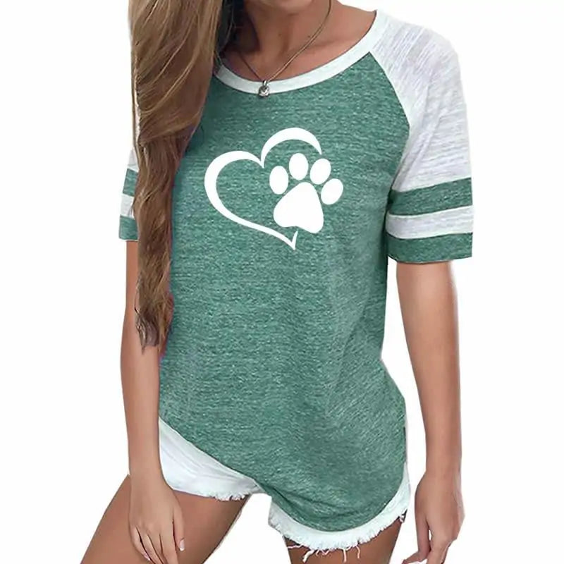 Casual T-shirt with dog paw print