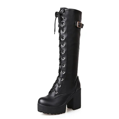 Ladies Knee High Boots Heel